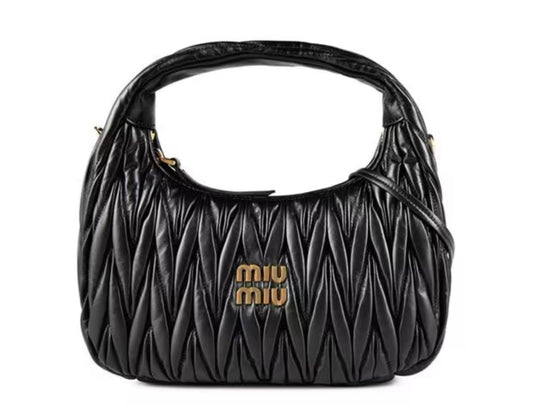 MIU MIU WANDER MATELASSE LEATHER HOBO BAG 繆繆小羊皮半月形皺摺手袋