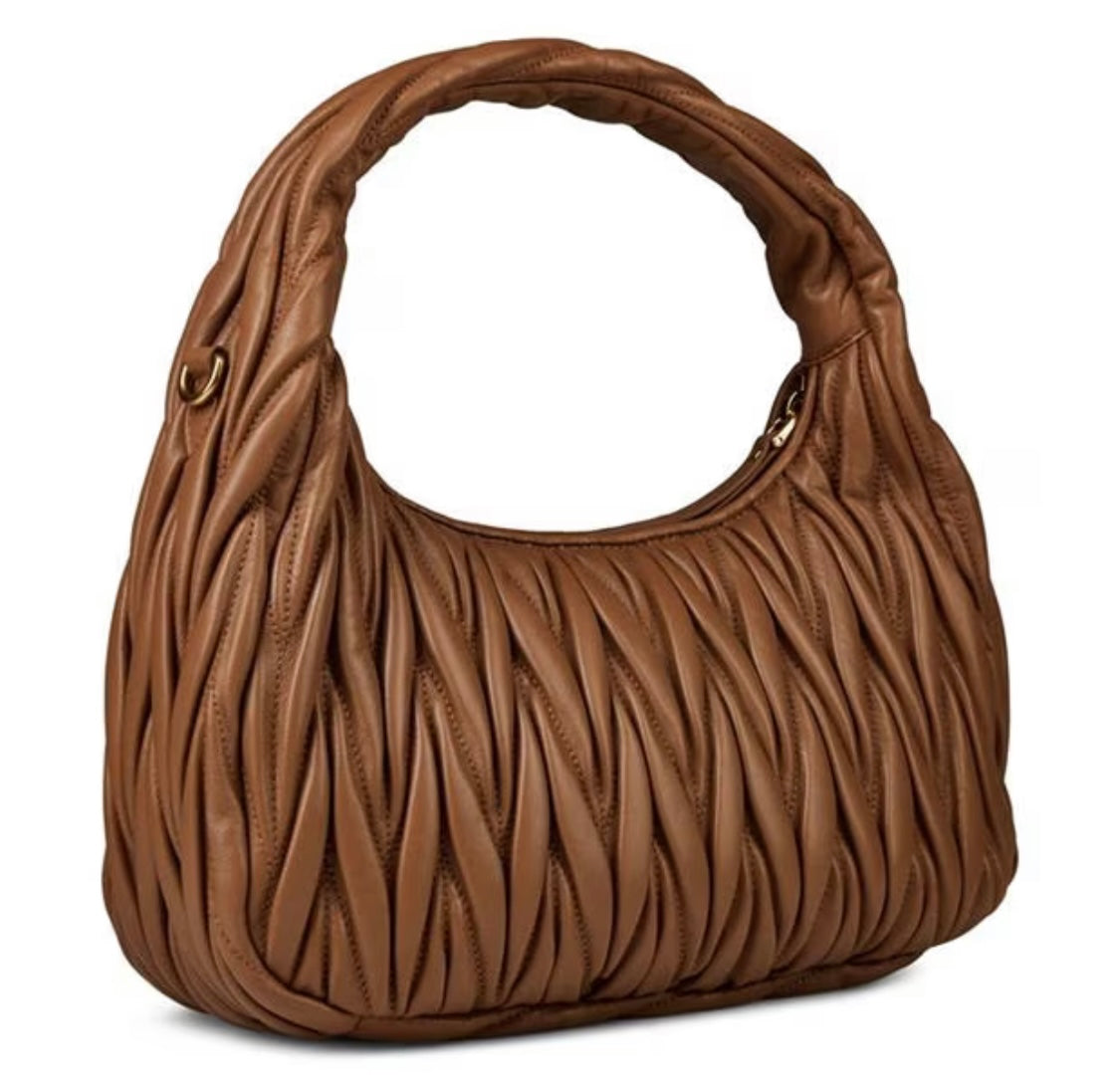MIU MIU WANDER MATELASSE LEATHER HOBO BAG 繆繆小羊皮半月形皺摺手袋