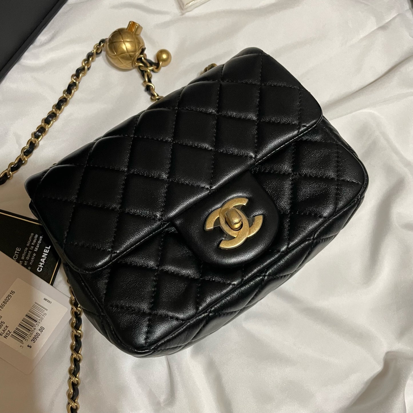 Chanel classic flap gold ball香奈兒黑色金球方胖子