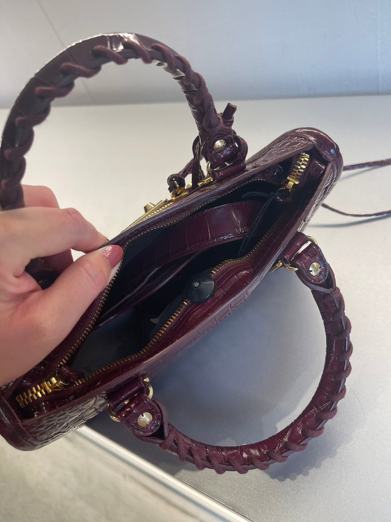 BALENCIAGA shiny croc print mini CITY 巴黎世家亮皮鱷魚壓紋迷你城市包
