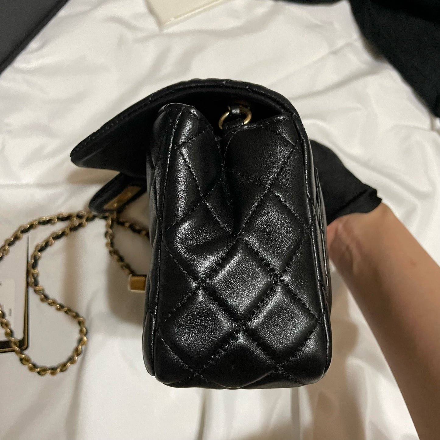 Chanel classic flap gold ball香奈兒黑色金球方胖子