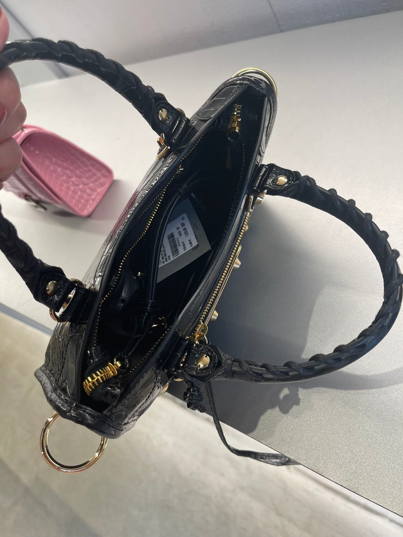 BALENCIAGA shiny croc print mini CITY 巴黎世家亮皮鱷魚壓紋迷你城市包