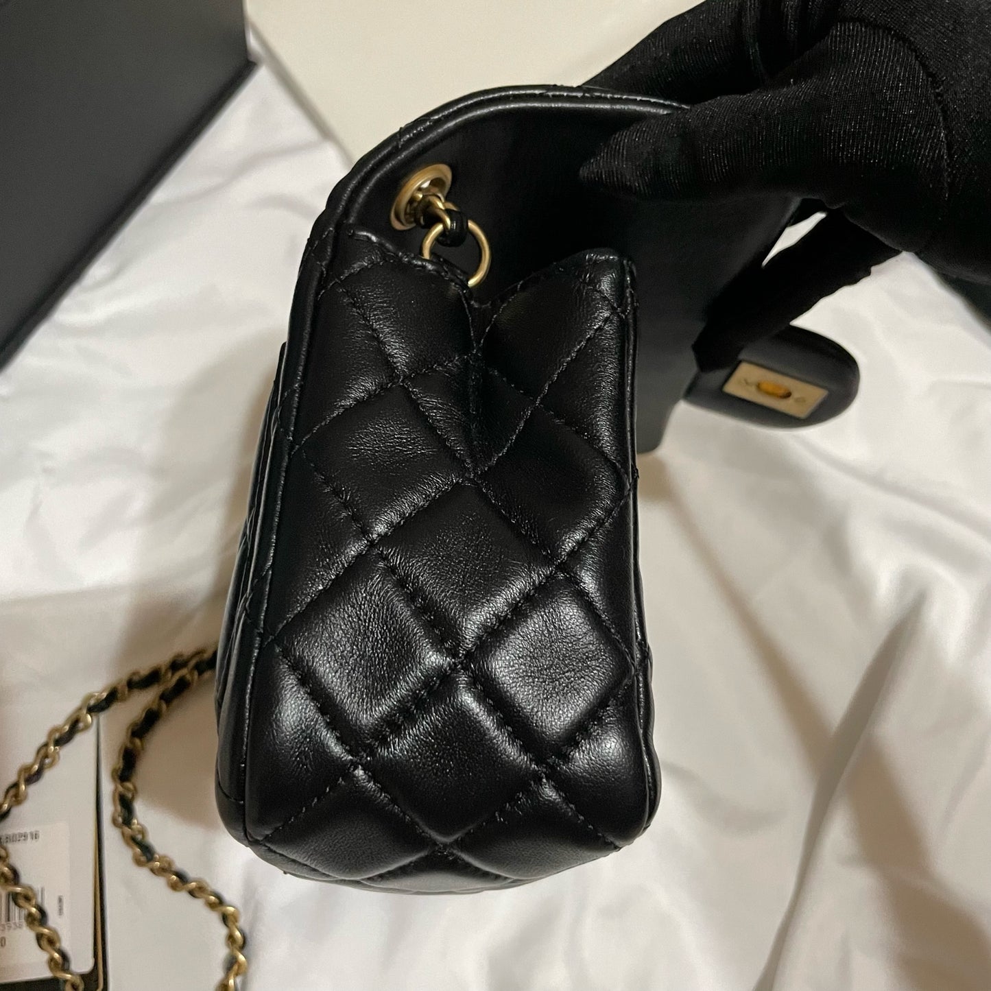 Chanel classic flap gold ball香奈兒黑色金球方胖子