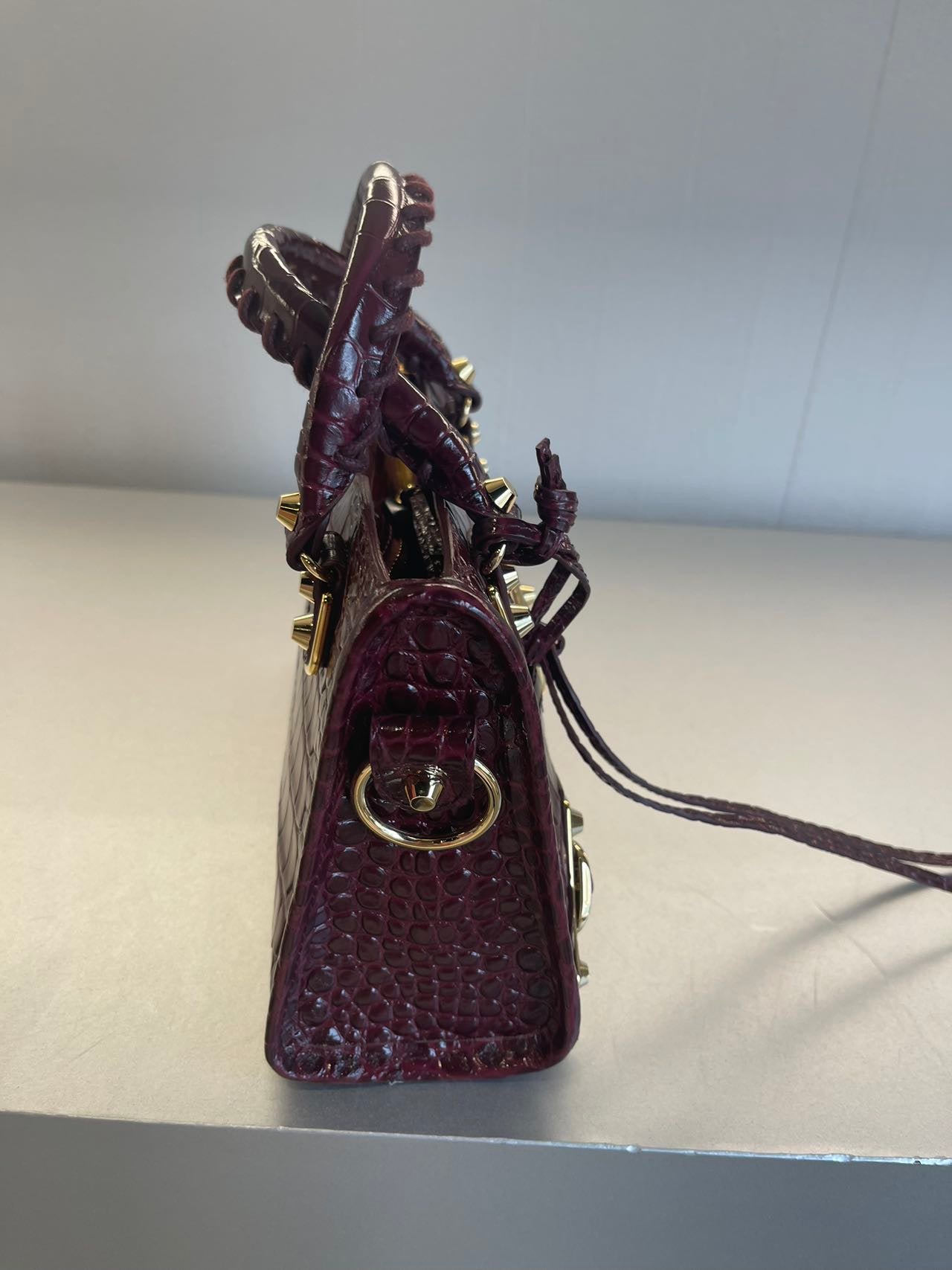 BALENCIAGA shiny croc print mini CITY 巴黎世家亮皮鱷魚壓紋迷你城市包