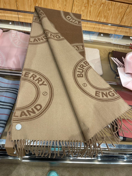 Burberry Logo Scarf巴寶莉圓LOGO雙面圍巾