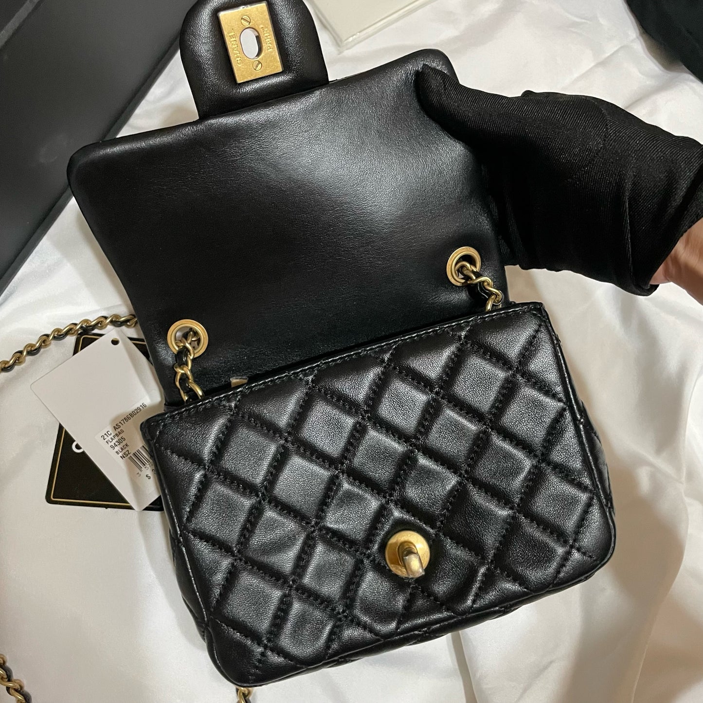Chanel classic flap gold ball香奈兒黑色金球方胖子