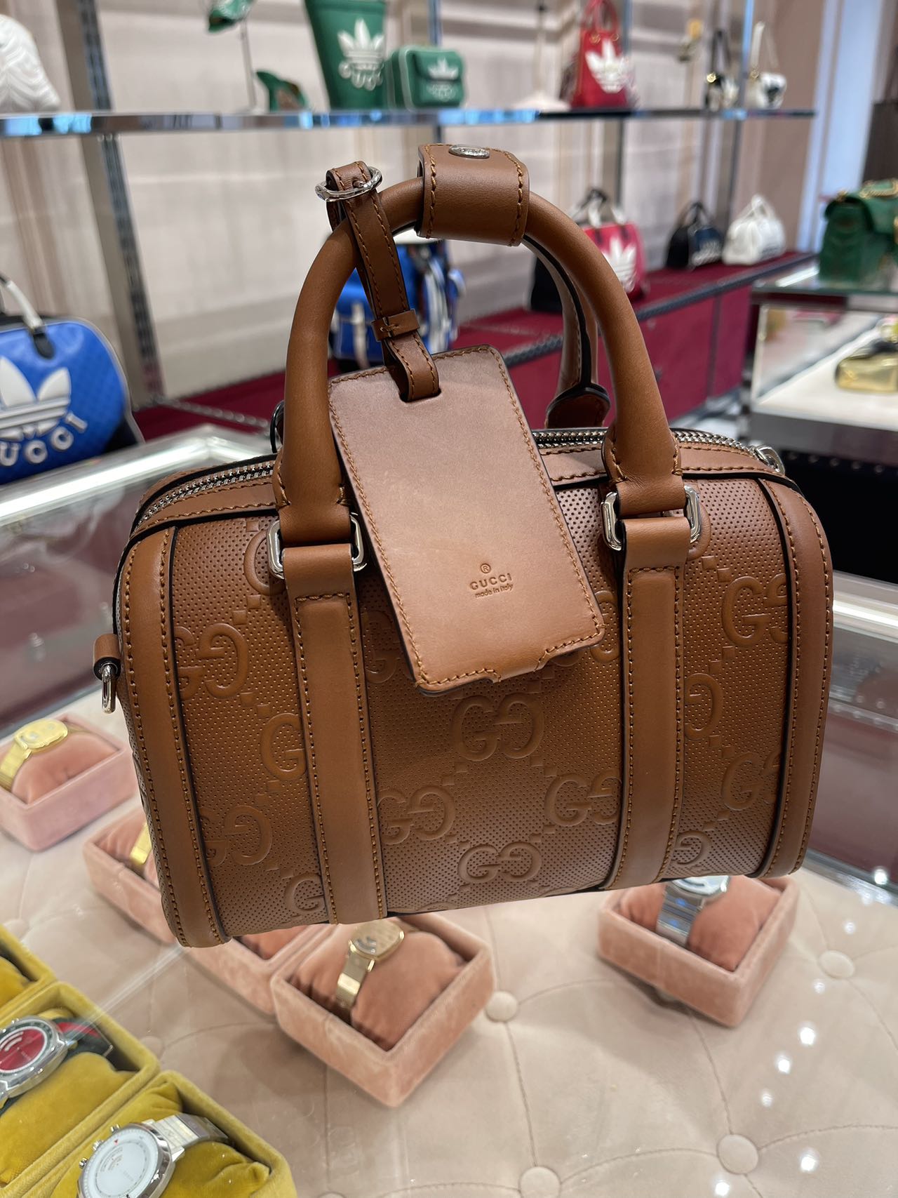 Gucci GG embossed mini duffle b bag 古馳浮雕經典旅行袋小包*