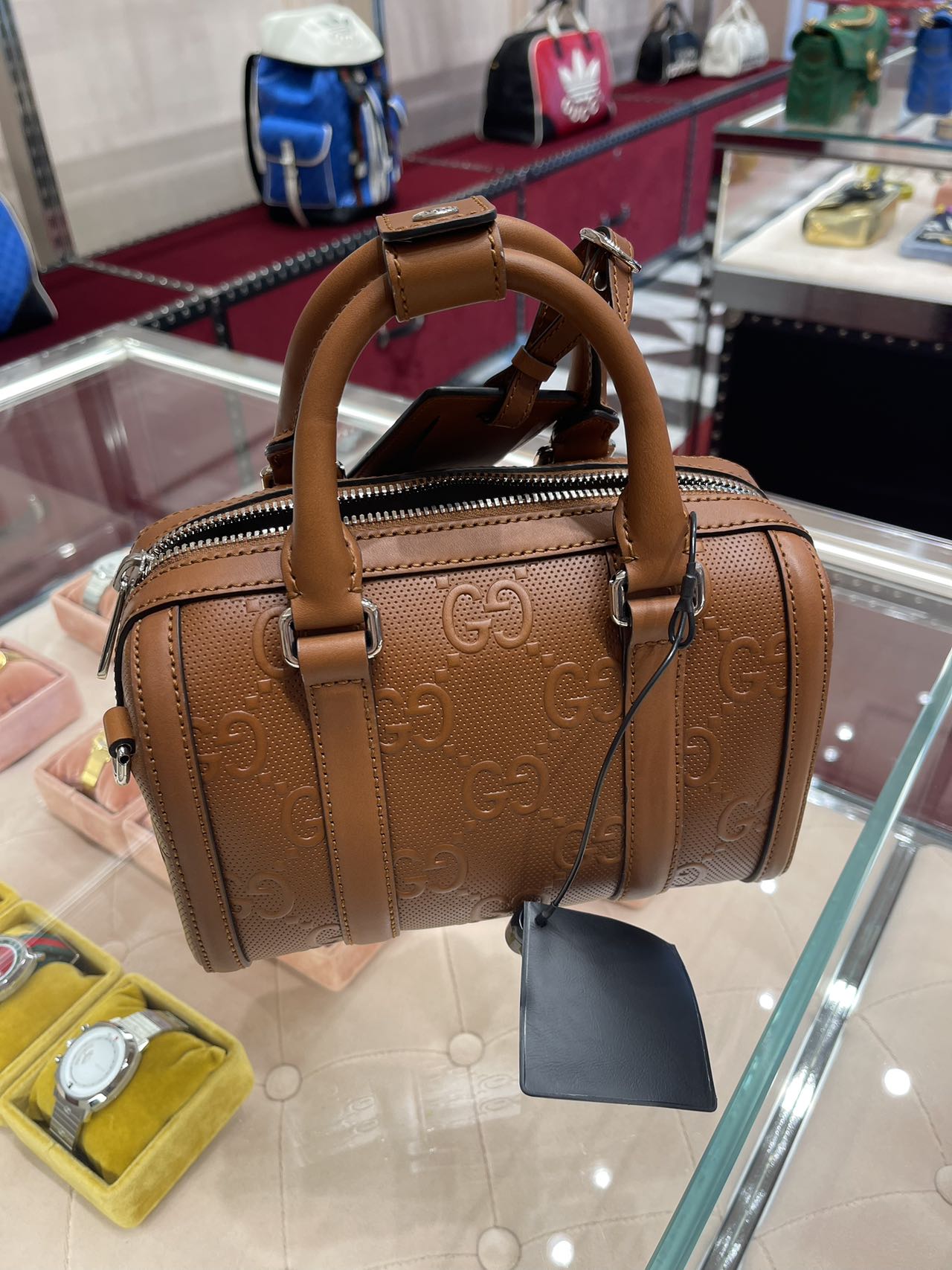 Gucci GG embossed mini duffle b bag 古馳浮雕經典旅行袋小包*
