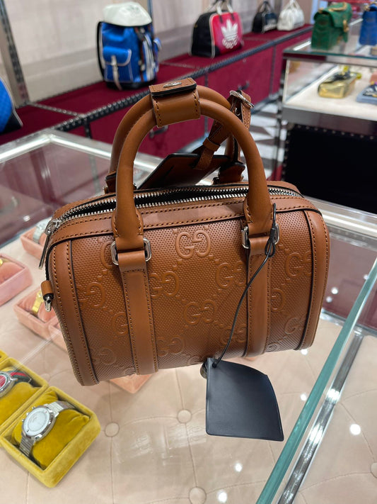 Gucci GG embossed mini duffle b bag 古馳浮雕經典旅行袋小包*
