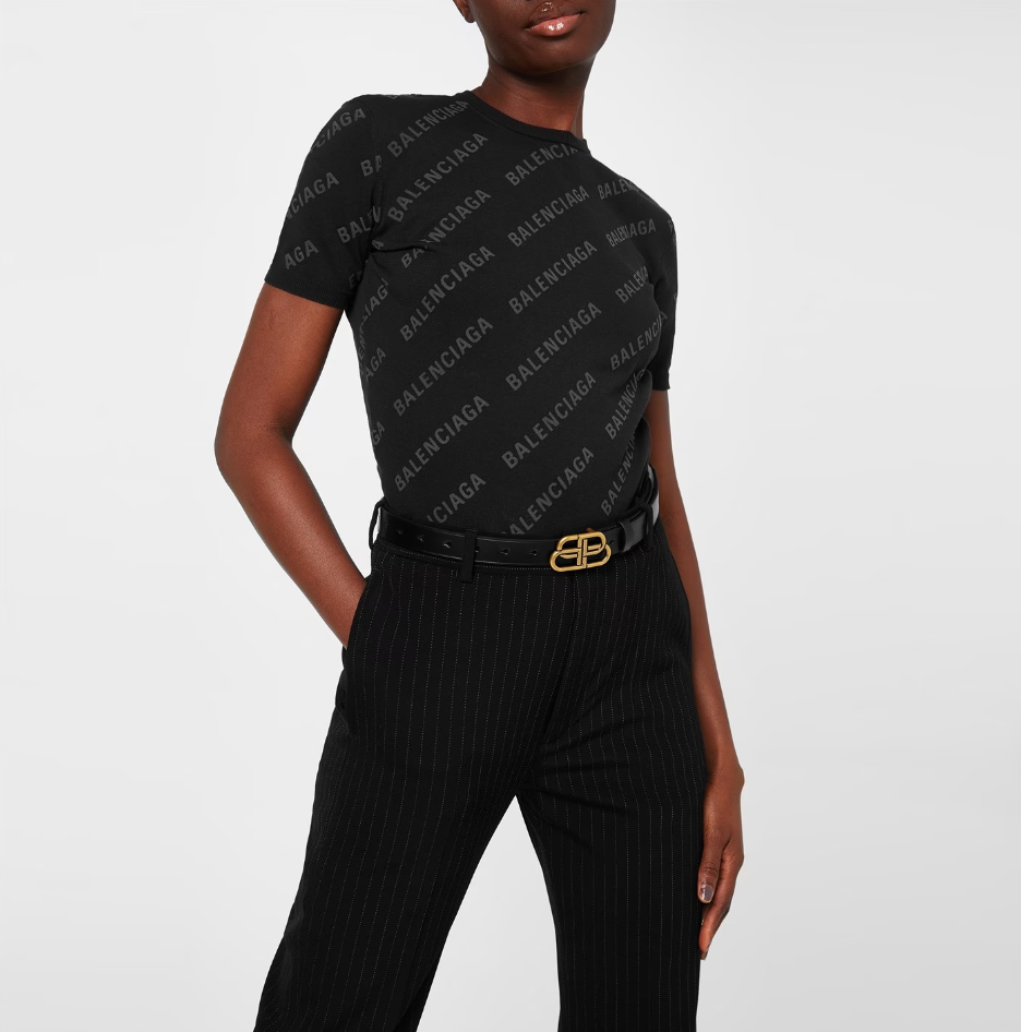 BALENCIAGA BB THIN BELT 巴黎世家BB logo皮帶