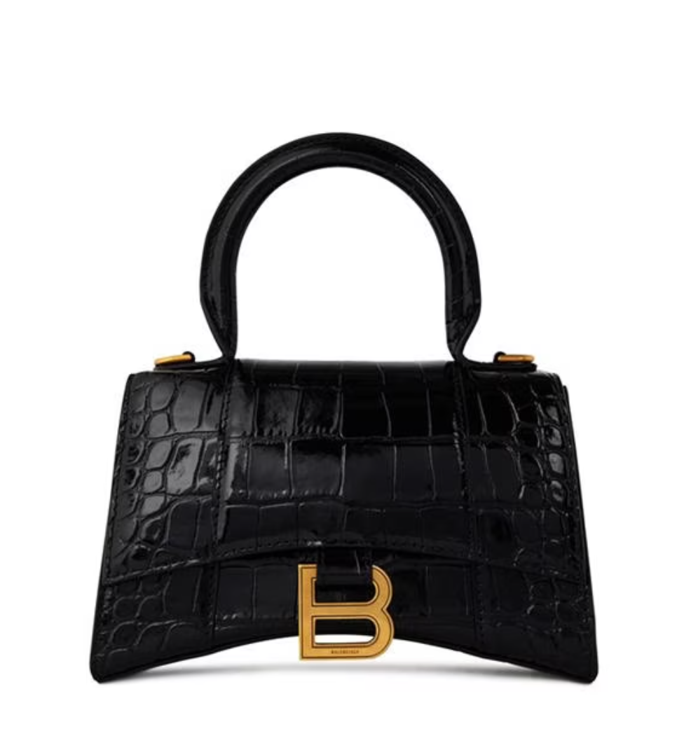BALENCIAGA HOUR GLASS CROC CROSS BODY BAG 巴黎世家經典壓紋沙漏包