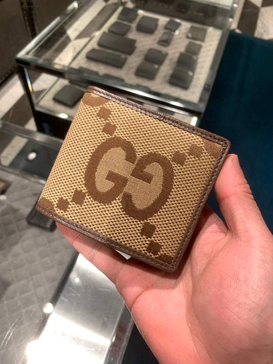 Gucci Jumbo GG wallet 古馳大GG緹花布面對折短夾